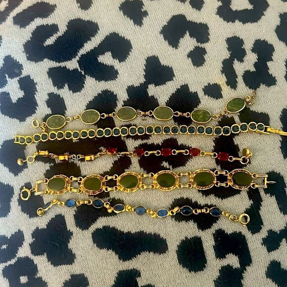 5 Elegant Gold Filled and Gemstone Bracelet Set - Picture 1 of 5